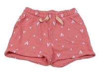 Růžové teplákové kraťasy se srdíčky 