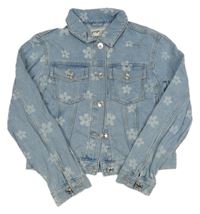 Modrá kvetinová rifľová crop bunda Page one young