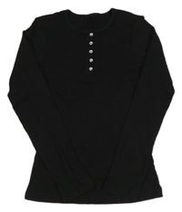 Čierne rebrované tričko s gombíky George