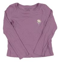 Fialové tričko s kvetinou Primark