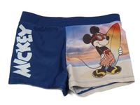 Tmavomodré nohavičkové plavky s Mickey Mousem