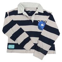Tmavomodro-sivé pruhované crop polo tričko so squishmallows M&S