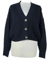 Dámsky tmavomodrý rebrovaný prepínaci crop sveter Only