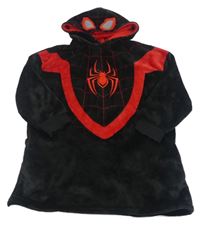Čierno-červená chlpatá oversize mikina s pavoukem a kapucí - Spiderman Marvel