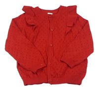 Červený perforovaný prepínaci sveter s volánikmi little kids