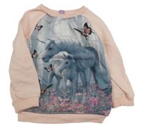 Svetloružová -sivá mikina s jednorožcami Dopodopo