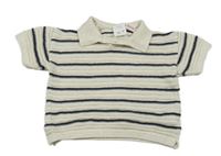 Béžovo-tmavomodré pruhopvané polo tričko Zara