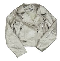 Strieborná koženková bunda