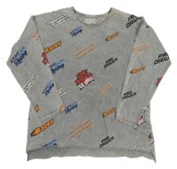 Šedé triko s nápisy Zara