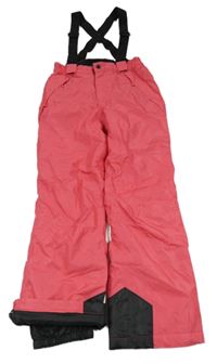 Malinovo-černé šusťákové oteplovačky s kšandami 