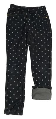 Tmavomodré zateplené tregíny rifľového vzhledu a hviezdami Topolino