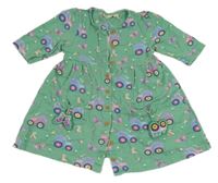 Zelené prepínaci šaty s traktormi a motýlikmi a myšmi Jojo Maman Bébé