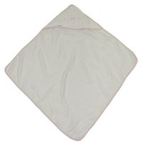 Bílá froté osuška a růžovým lemem a kapucí