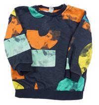 Tmavomodro-farebná vzorovaná mikina Tu