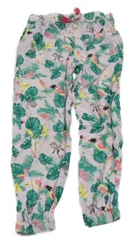 Lila-zelené ľahké nohavice s obrázkami H&M