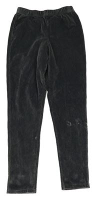 Sivé zamatové rebrované legíny F&F