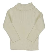 Biely rebrovaný svetrový rolák Matalan