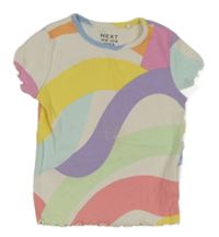 Bílo-barevné vzorované žebrované tričko Next