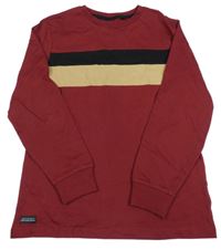 Rubínovo-černo-béžové triko Next