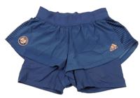 Tmavomodré běžecké dvouvrstvé kraťasy Adidas