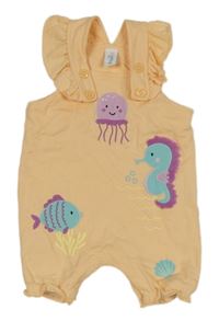 Meruňkové teplákové laclové kraťasy s mořskými živočichy Topolino