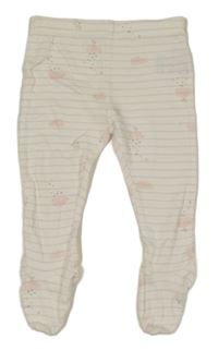Bílo-světlerůžové pruhované polodupky s obláčikmi  Mothercare