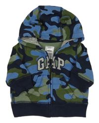 Khaki-modrá army propínací mikina s kapucí GAP