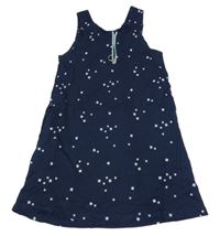 Tmavomodré bavlnené šaty s kvítky Kids