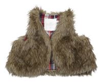 Béžovo-hnedá kožušinová podšitá vesta H&M