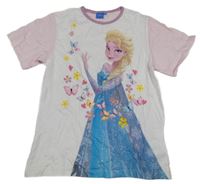 Bielo-svetloružová -staroružové tričko s Elsou Disney