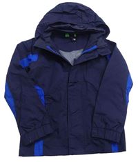 Tmavomodro-modrá šušťáková jarná funkčná bunda s kapucňou Mountain Warehouse