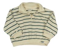 Smetanovo-zelená pruhovaná mikina H&M