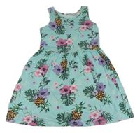Svetlomodré kvetované bavlnené šaty H&M