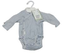 Nové - 2x - bílo-tmavomodré pruhované body H&M