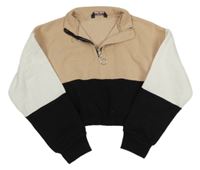 Béžovo-čierno-biela crop mikina Matalan