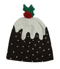 Kávovo-bílá pletená čepice - pudink