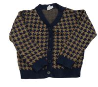 Tmavomodro-béžový vzorovaný propínací svetr Miniclub