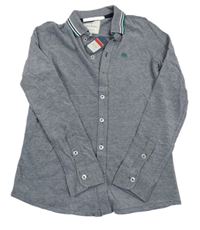 Nové - Tmavomodro-bílé melírované propínací triko Jasper Conran 