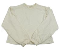 Smotanová crop mikina s volánikmi H&M