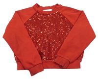 Červená crop mikina s flitry H&M
