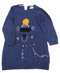 Tmavomodré svetrové šaty s medvedíkom M&S