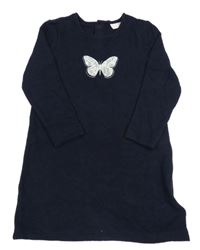 Tmavomodré sverové šaty s motýlom Lupilu