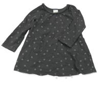 Šedé bavlněné šaty s hvězdičkami a kapsami H&M