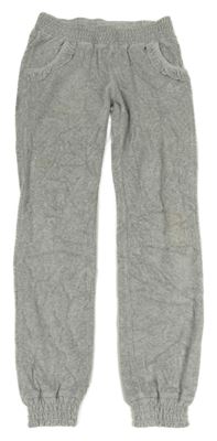 Sivé zamatové cuff nohavice s volánikmi Original Marines