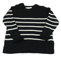 Čierno-biely pruhovaný rebrovaný sveter H&M