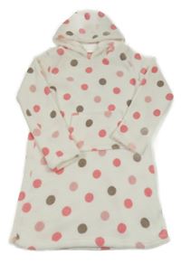 Bílé chlupaté županové šaty s puntíky a kapucí Matalan