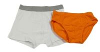 2set - Biele boxerky + oranžové slipy