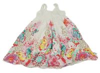 Bielo-farebné vzorované plátenné šaty s motýlikmi Kiki&Koko