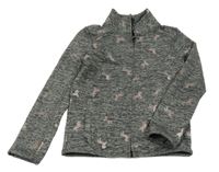 Šedá melírovaná propínací sportovní mikina s jednorožci Next