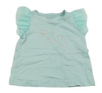 Svetlomodré tričko s motýly a sieťovanymi rukávy Lupilu